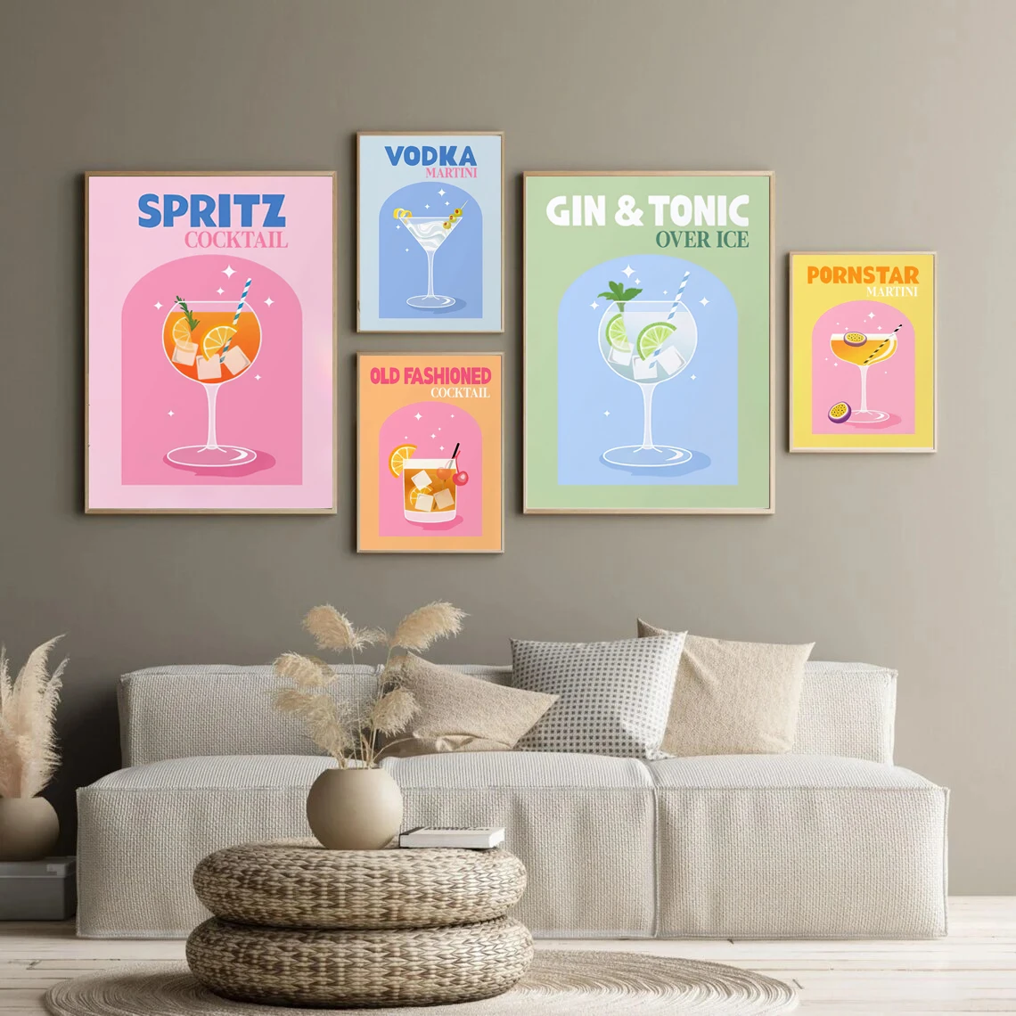 

Minimalist Cocktail Posters And Prints Vodka Gin Pornstar Martini Wall Art Canvas Painting Wall Pictures For Living Room Decor