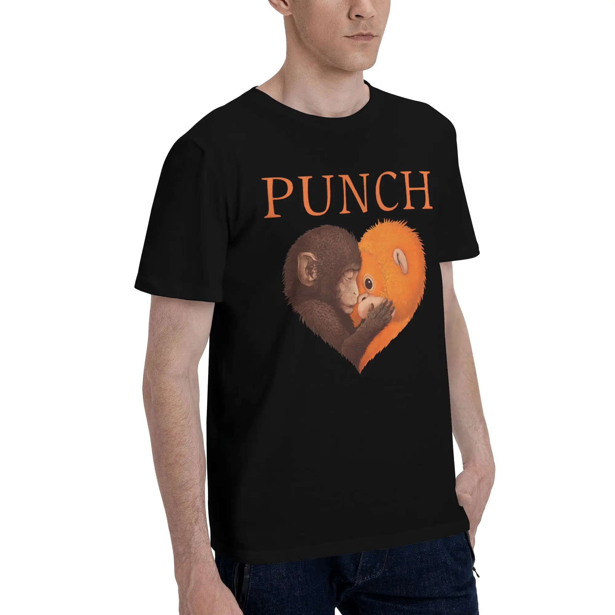 Men T-Shirts Punch Monkey Cute Fun Pure Cotton Tees Short Sleeve  T Shirts O Neck Tops Gift Idea