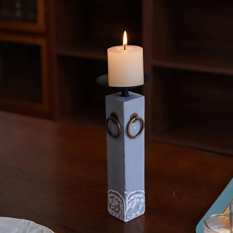 Retro Chinese Candle Holder Design Relief Pattern Candle Holders Decorative Ornament Candlestick Room Decor Desktop Decors
