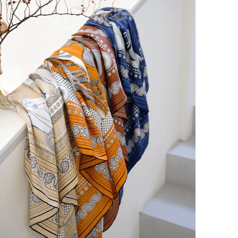 100% Mulberry Silk Scarf Shawl 16mm 90 Silk Scarves Wraps Neckerchief 2024 NEW Arrival