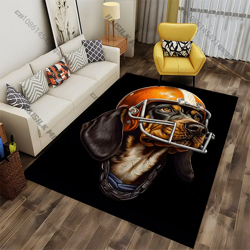 Hund mit Fußballhelm, Teppich, Yoga, Wohnzimmer, Raumdekoration, Krabbelmatte für Kinder, Fußmatte, Teppich, Spielmatte