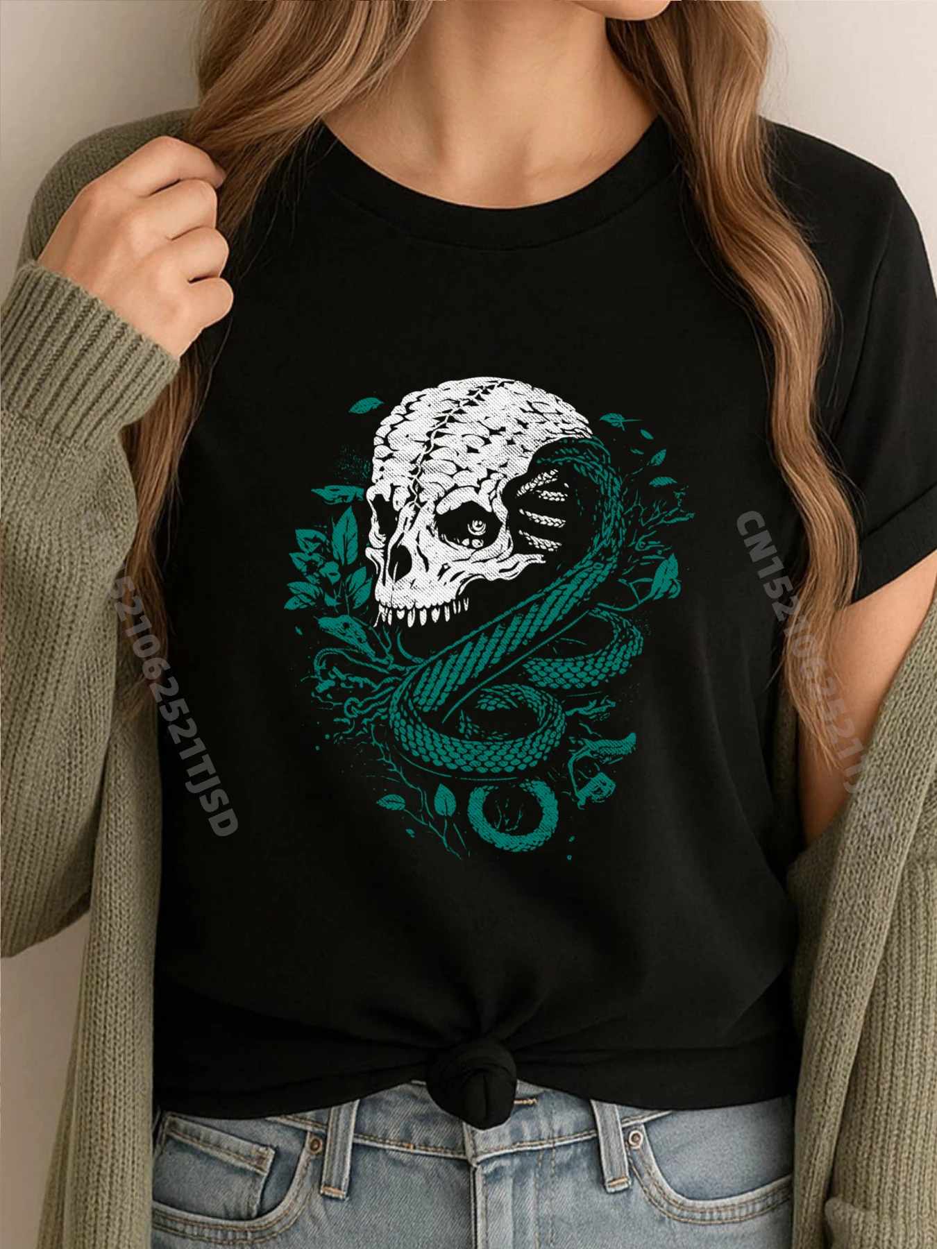 

Темное искусство, Хэллоуин, черный металл, волшебный змеиный череп, оккультная роскошная футболка, женская футболка высокого качества, студенческая группа, фигурки