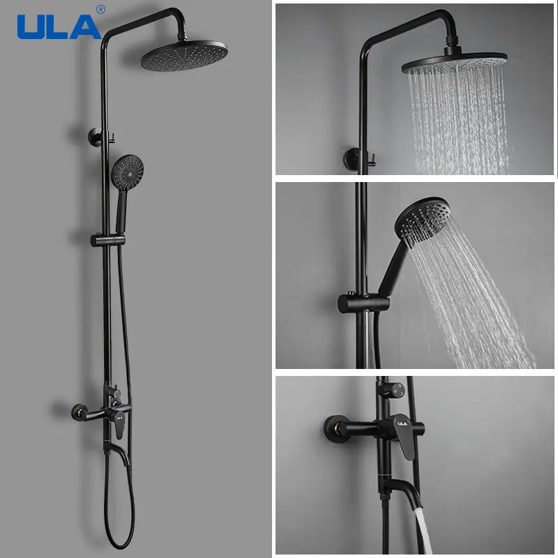 ULA Stainless Steel Shower Faucet Waterfall Bathroom Faucet Shower Set Rainfall Shower System Hot Cold Water Shower Mixer