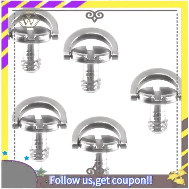 New 5 Pack 1/4Inch Quick Release Plate Mounting Screw D-Ring D Shaft QR Screw Adapter Mount For DSLR Camera Tripod Monopod QR Pl