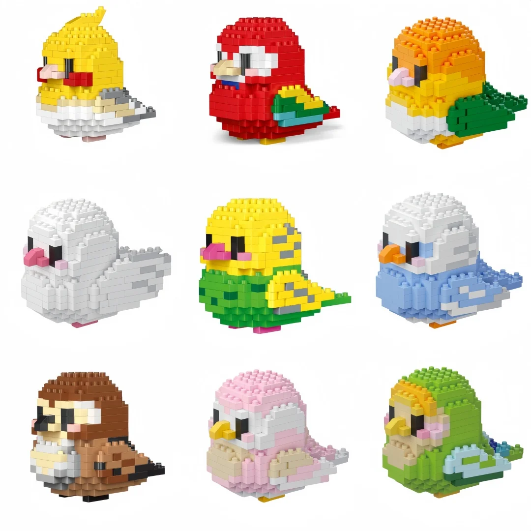 KNEW BUILT Pet Parrot Micro Mini Building Block Toy-Desktop Decor,Home Ornament,Geschenk für Mädchen,Kinder,Weihnachten,Memorial Anlässe – Detail 5