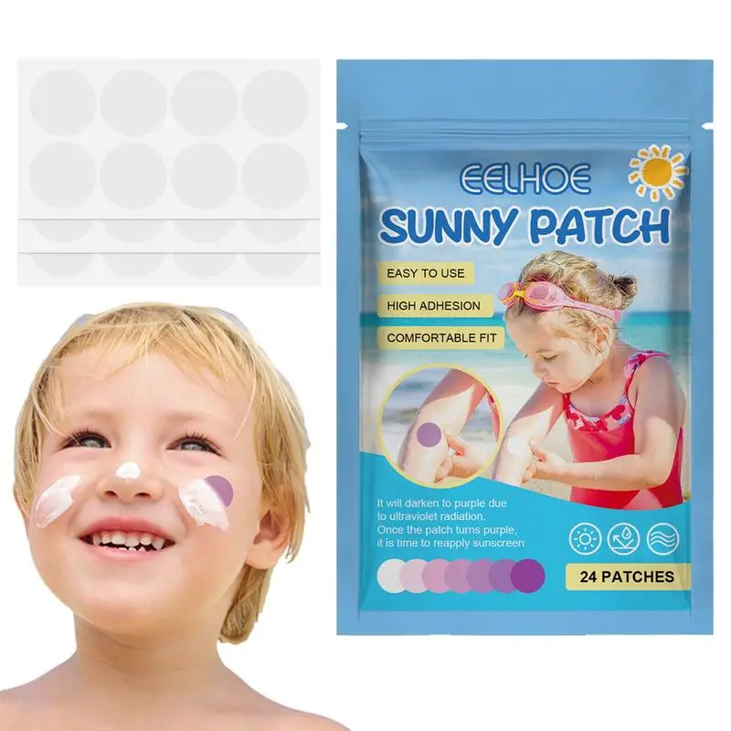 UV Stickers for Sunscreen Reapply Waterproof 24 Pack UV Sun Stickers Sunscreen Patch UV Detection for Body Kids Adults