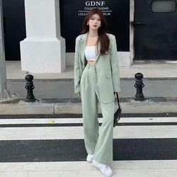 Blazer and Two Pieces Sets Pants for Woman Green Trousers Suits Outfits Baggy Women's 2 Pant Set Wholesale Free Delivery Tailor