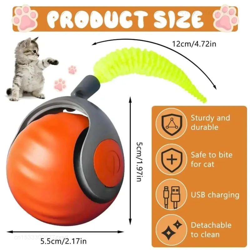 Xiaomi Interactive Cat Toys Ball Automatic Small Tail Rolling Ball USB Rechargeable Portable Pet Toys for Teaser and Training