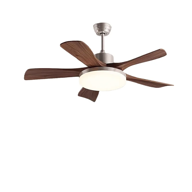 

New medieval living room fan light North American walnut color silent eye protection bedroom large wind ceiling fan light