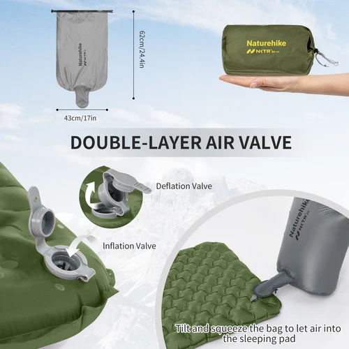 Imagen 2 del producto Colchón inflable Naturehike R4.6, para acampar al aire libre, senderismo, colchoneta ultraligera para dormir, estera plegable individual de nailon TPU a prueba de humedad