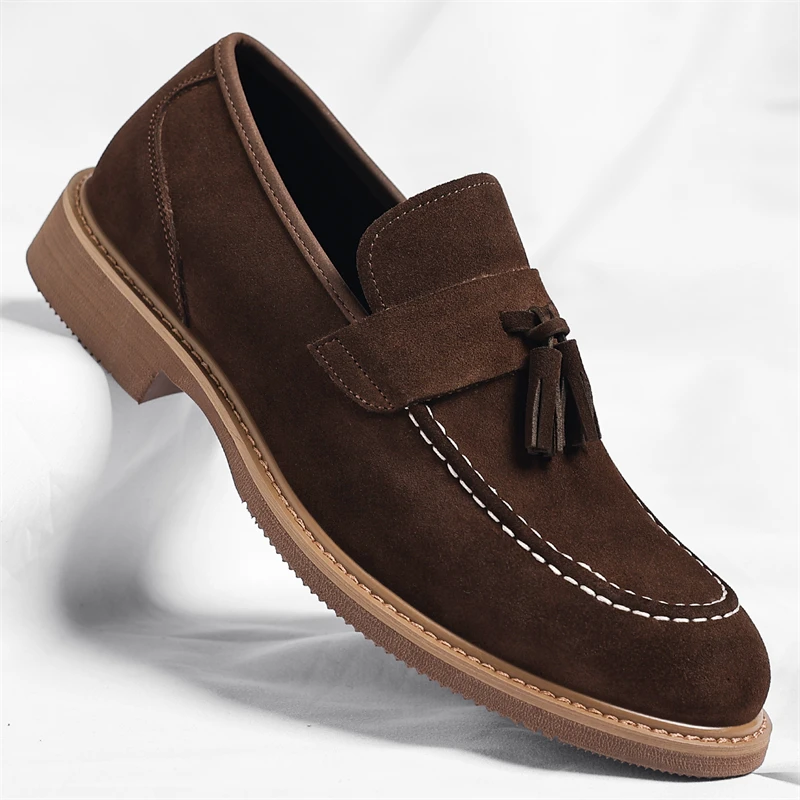 Spring New High-quality Comfortable Low Heel Tassel Loafers Designer Casual Leather Shoes Luxury Brand Wedding Best Man Moccasin