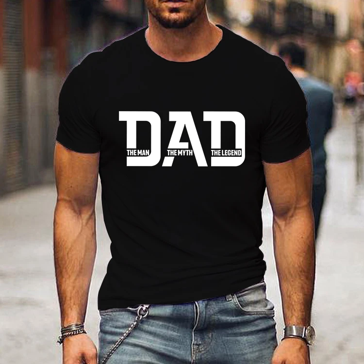 Loose Men T-shirts Summer Dad Print T Shirt Luminous Design Street Tshirts Short Sleeve Top Tee Daddy Men\'s Tee Shirts Clothing