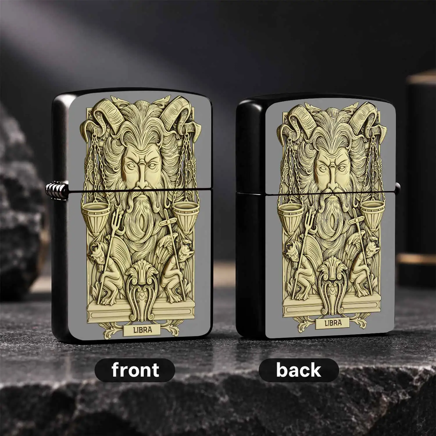 Retro  Libra Themed Lighter, Exquisite CarvedPattern, Suitable For All Daily Scenarios, Stylish Portable Accessory, Ideal Unique Present For Libra Enthusiasts, Fine Craftsmanship Creates Distinct Charming Vibe For Self U A Humorous And Inte