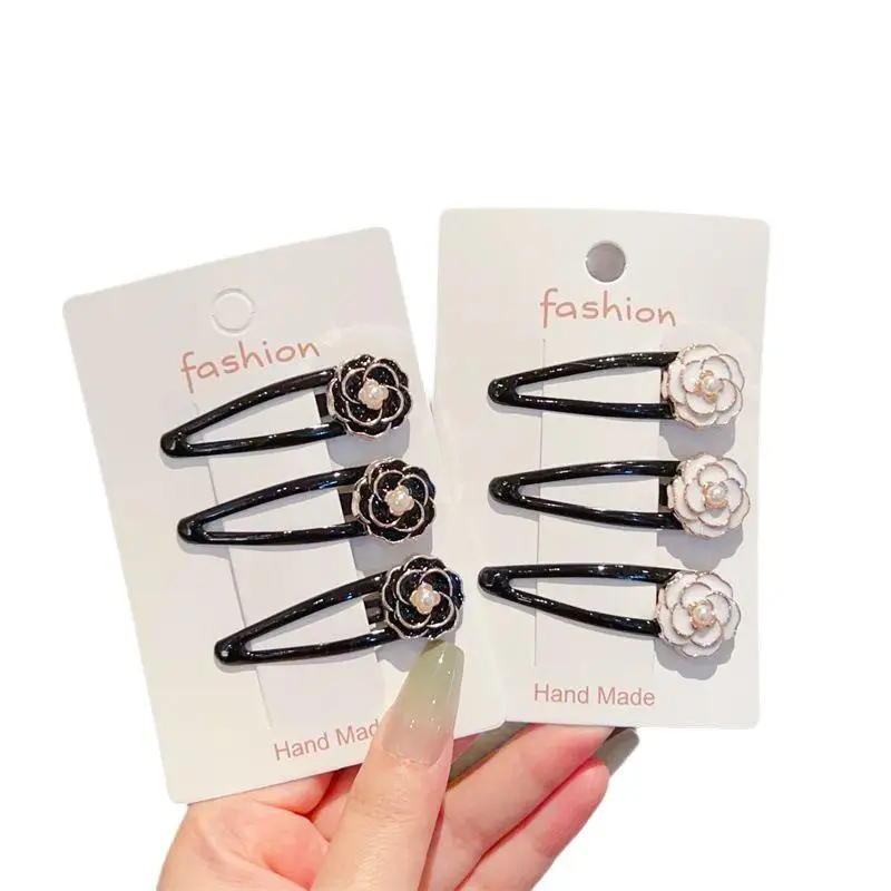 2/6 Stück elegante Kamelien-Haarspangen, vielseitige, modische Haarspangen mit seitlichem Pony und Blumenmuster für stilvolles Haar-Accessoire – Detail 8