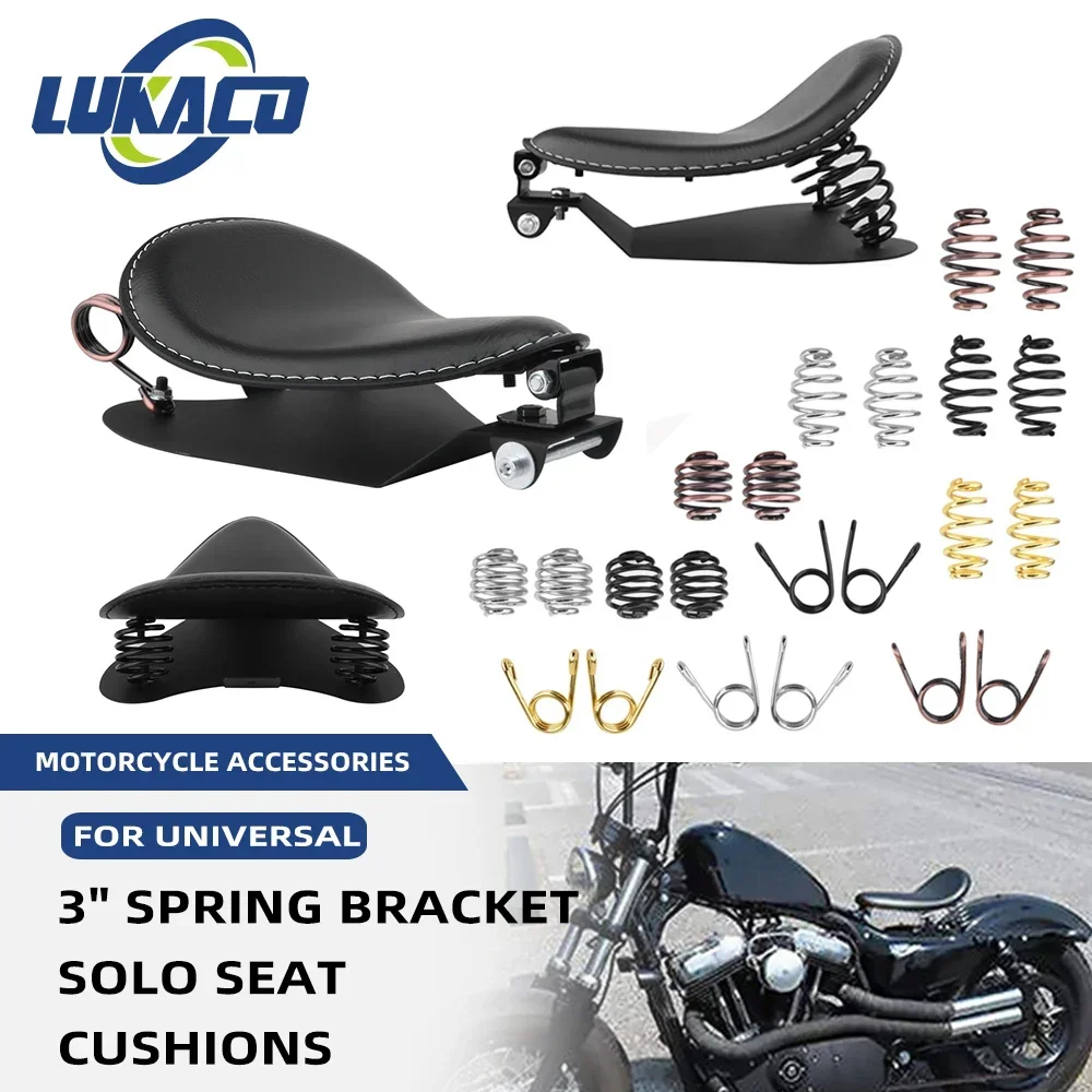 

Motorcycle Accessoriy 3" Spring Solo Bracket Seat Cushion PU Leather Universal For Harley Chopper Bobber Custom For Honda Yamaha