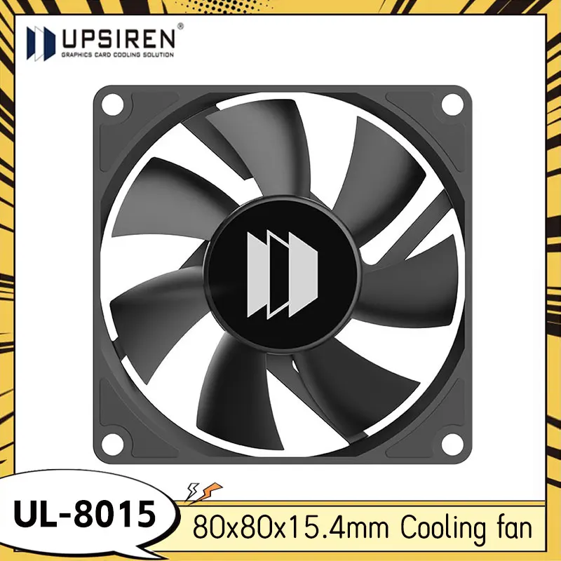 

UPSIREN UL-8015 Black Ultra-thin Fan Hydraulic Bearing 80mm Chassis Fan 4pin PWM 3000 RPM Case Fans Black/White 80x80x15.4mm