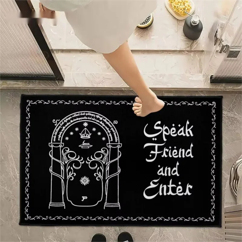 VIKAMA Gothic Vintage Door Mat Speak Friend and Enter Arch Pattern Non Slip Waterproof Farmhouse Entryway Decor Mat