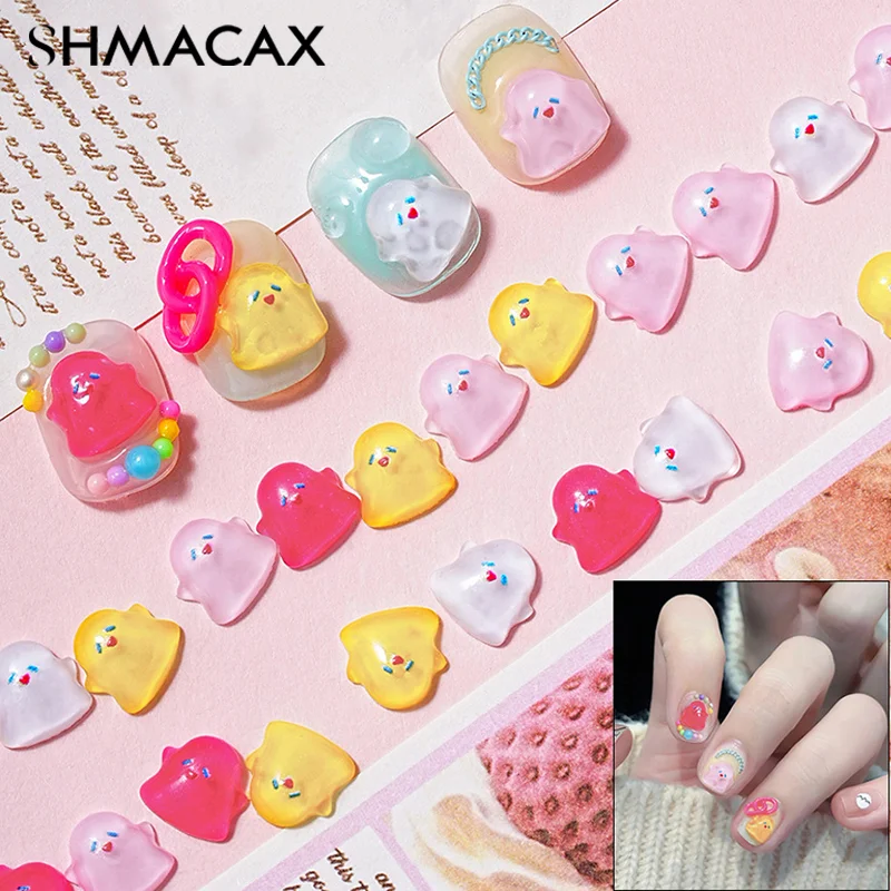 10PCS Cartoon Mini Nail Accessories Cute Little Ghost Nail Art Design Decoration Accessories Funny Earrings DIY Accessories