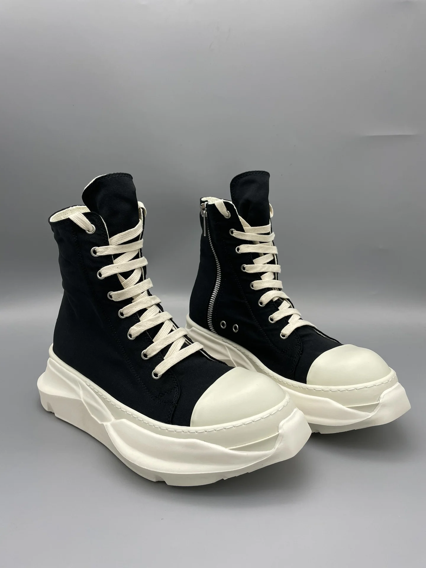 Men Platform Shoes High Top Casual Canvas Luxury Trainers Lace Up Women Sneakers Zip High Street Designer Autumn Boots - view 3