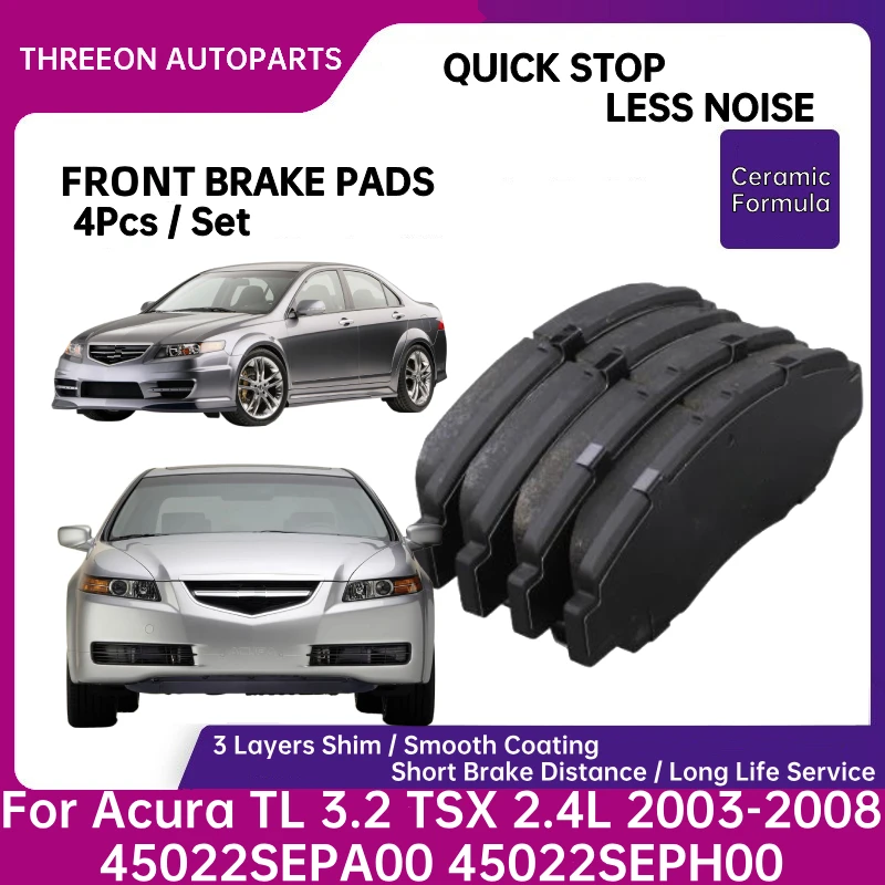 Para Acura TSX 2.4L 2003-2008 2010- Para Acura TL 3.2 2003-2008 BENDIX Conjunto de pastilhas de freio dianteiro de cerâmica 45022SEPA00 45022SEPH00