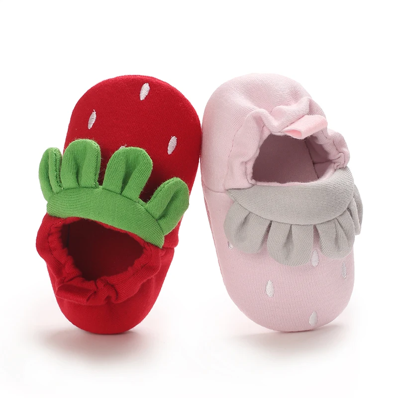 Cute Strawberries Winter New Baby Booties Boy Girl Cotton Soft-Sole Non-Slip Warm Toddler First Walkers Infant Crib Shoes