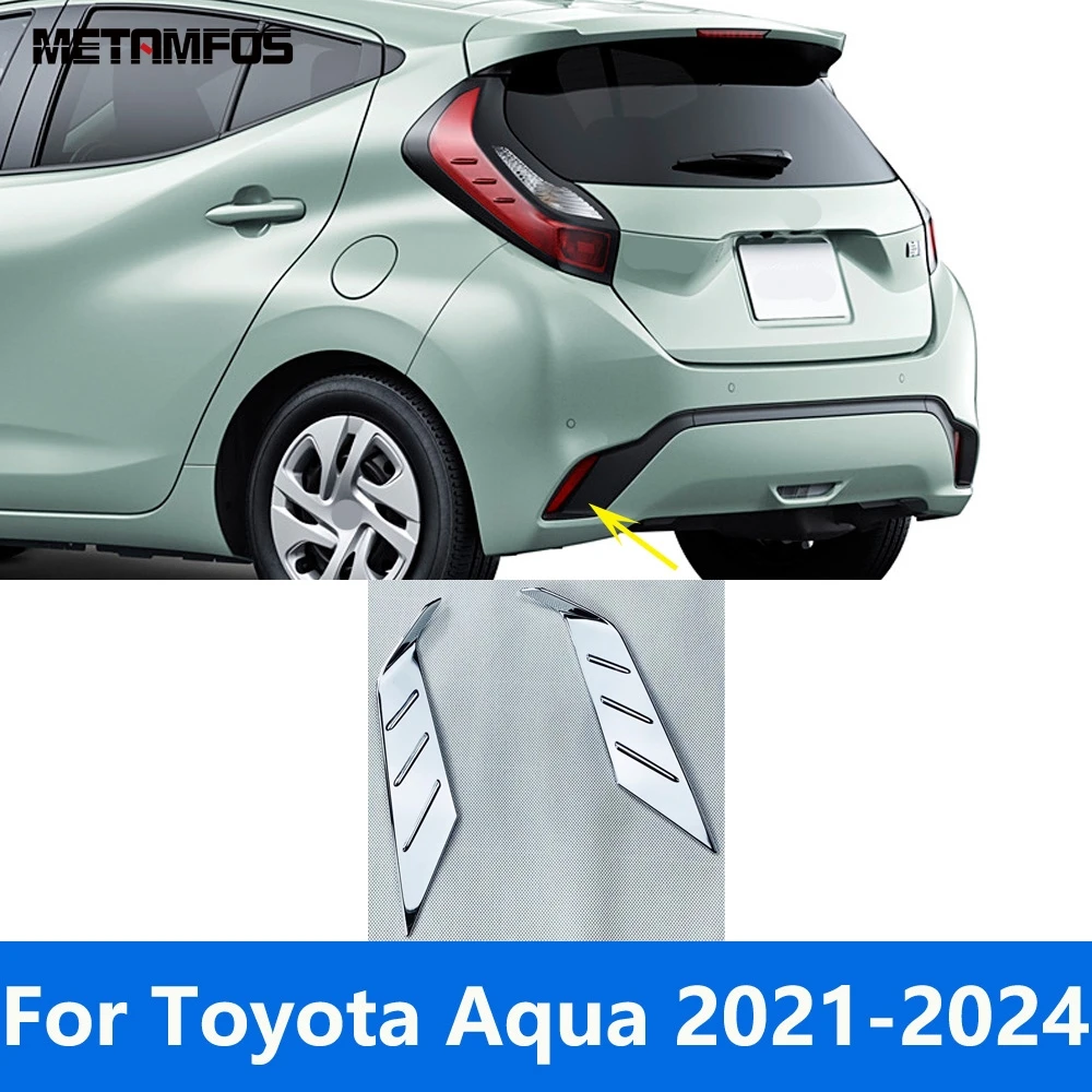 For Toyota Aqua 2021 2022 2023 2024 Chrome Rear Bumper Fog Light Cover Trim Foglight Eyelid Foglamp Eyebrow Trim Accessories