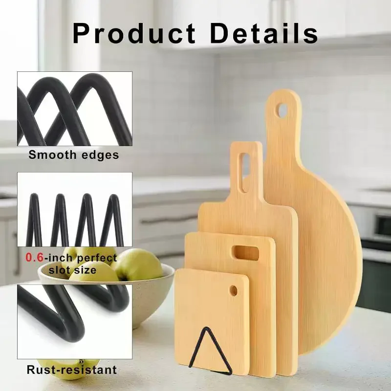 4-Slot Metal Cutting Board Stand Kitchen Storage Rack Divided Organizer For Cutting Boards Kitchen For Cutting Boards For Easy