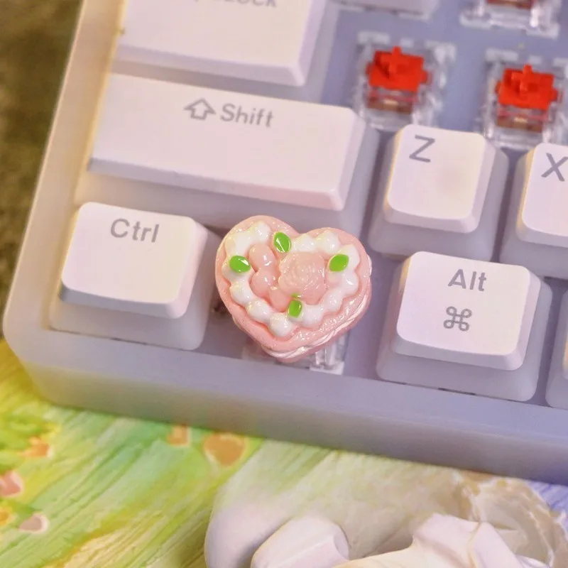 

Love Rose Cake Keycaps Customization Handmade Keyboard Caps Artisan Key Caps Resin Material for Mechanical Keyboard Accessories