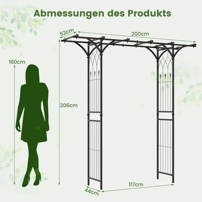 6.8 Feet Garden Arbor with Trellises for Climbing Plant Vine Rose