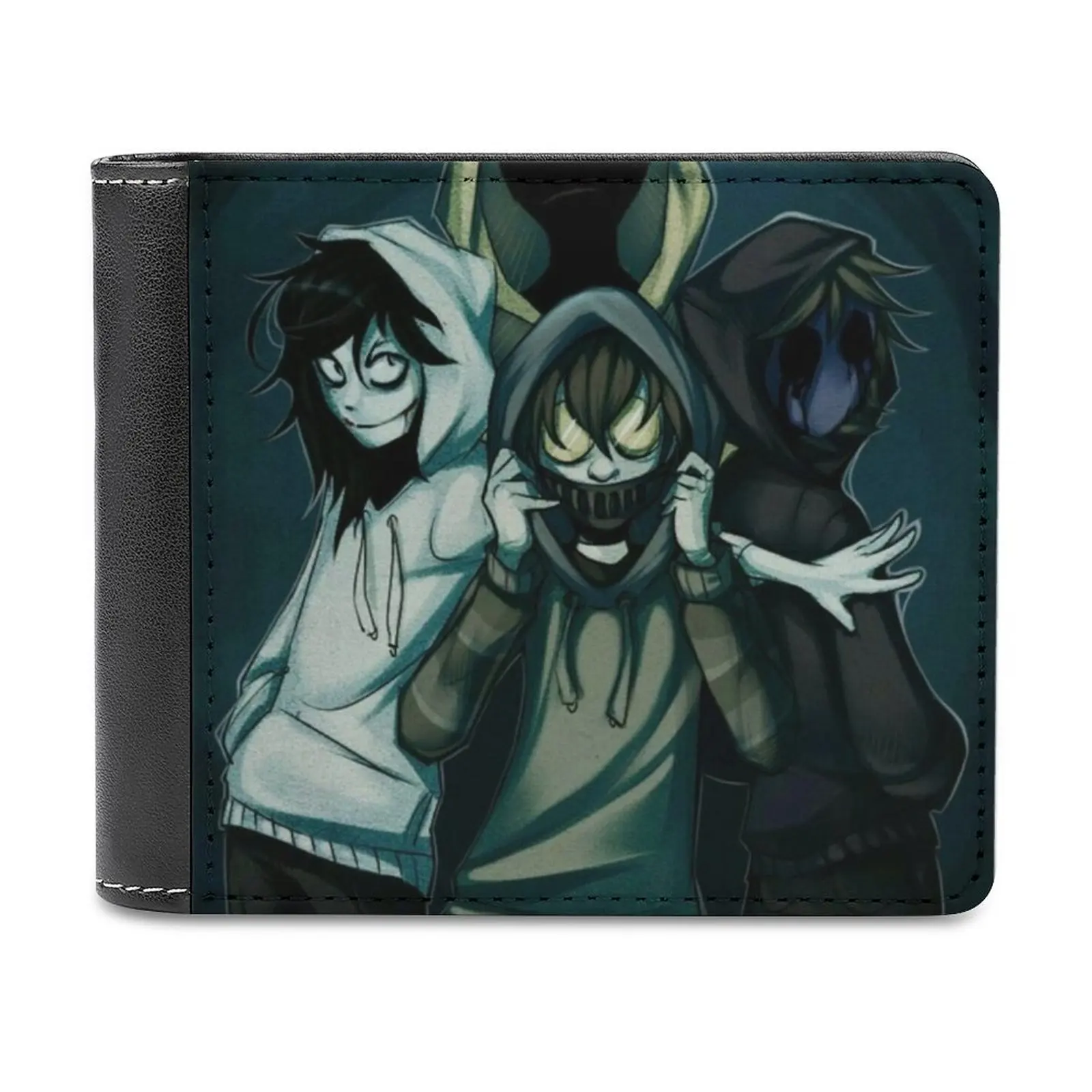 

Creepypasta Leather Wallet Men's Wallet Diy Personalized Purse Father's Day Gift Creepypasta Scary Creepy Jeff The Killer Ticci