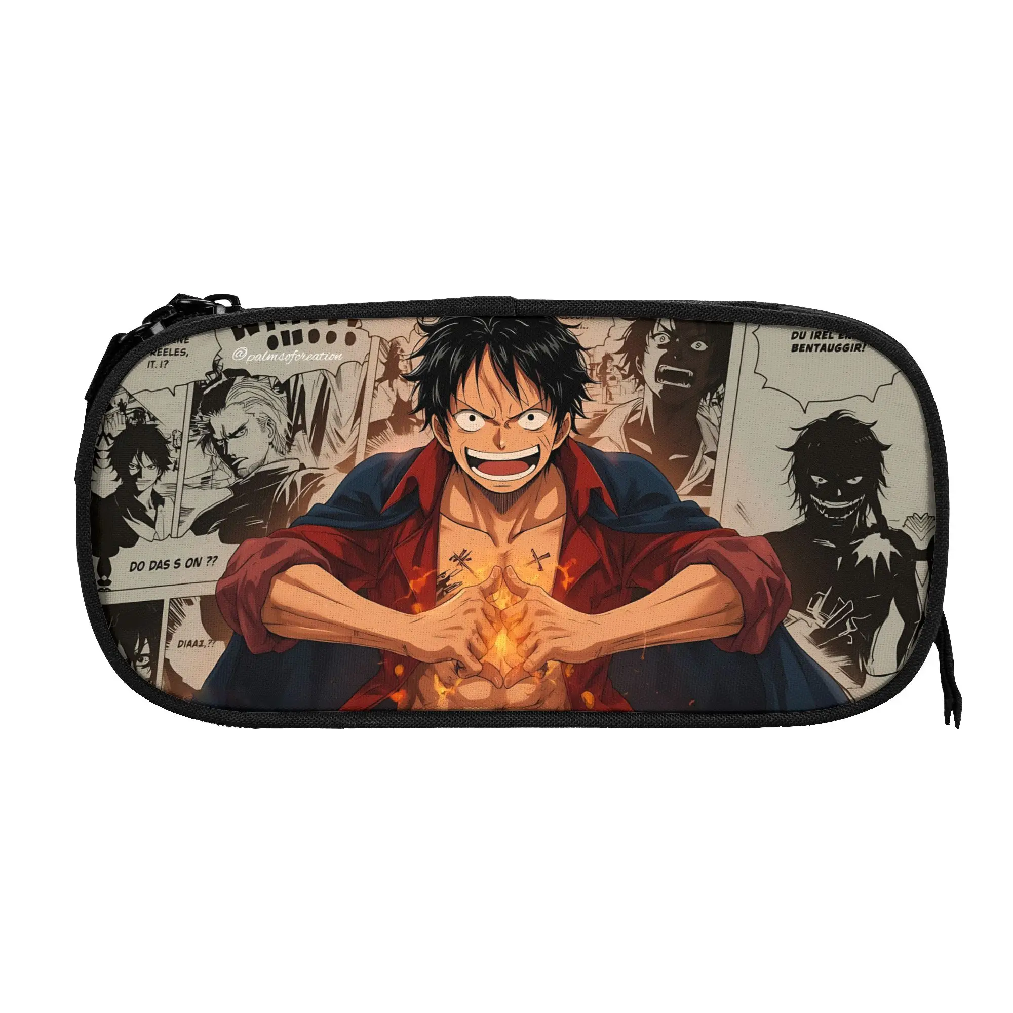 Large Capacity Bags For Child Cartoon Luffy Vintage Manga Poster Graphic One-Pieces School Pencil Bag For Boys Gilrs Kids