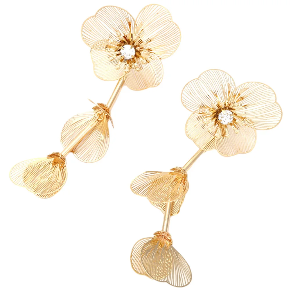 

1Pair Layered Flower Dangle Earrings Long Drop Women Earrings Lightweight Trendy Ear Jewelry Gift for Girls Women