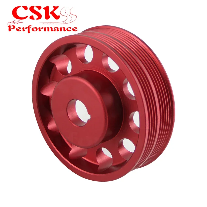 Gray/Red/Black Aluminum Light-Weight Crankshaft Crank Pulley Fits For Subaru Impreza WRX STI