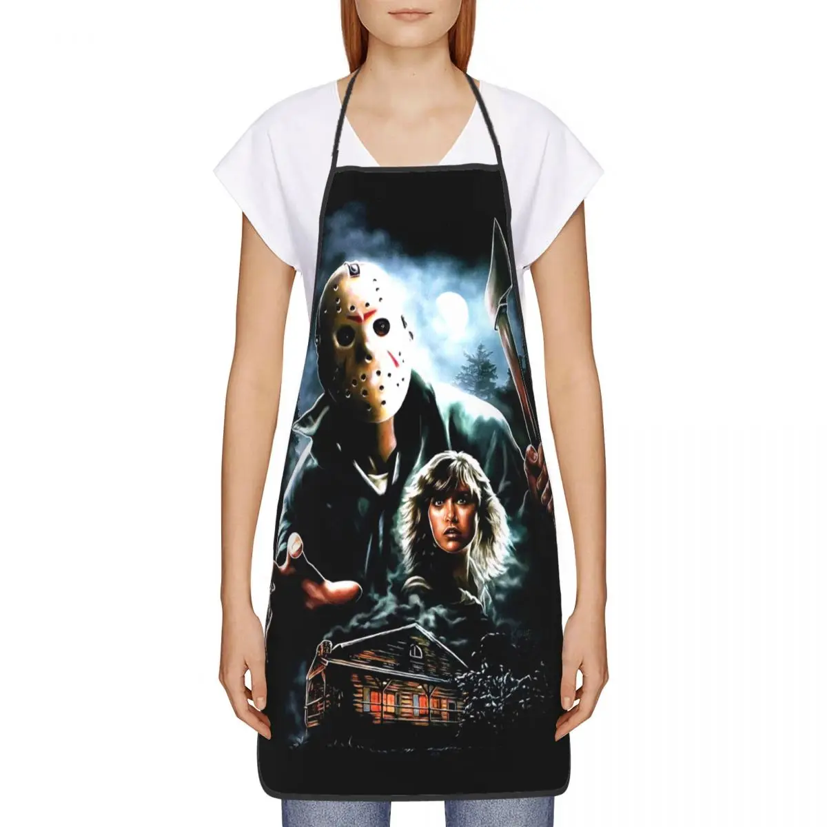 Unisex Horror Movie Character Killer Kitchen Chef Cooking Baking Apron Women Men Halloween Film Tablier Cuisine for Gardening