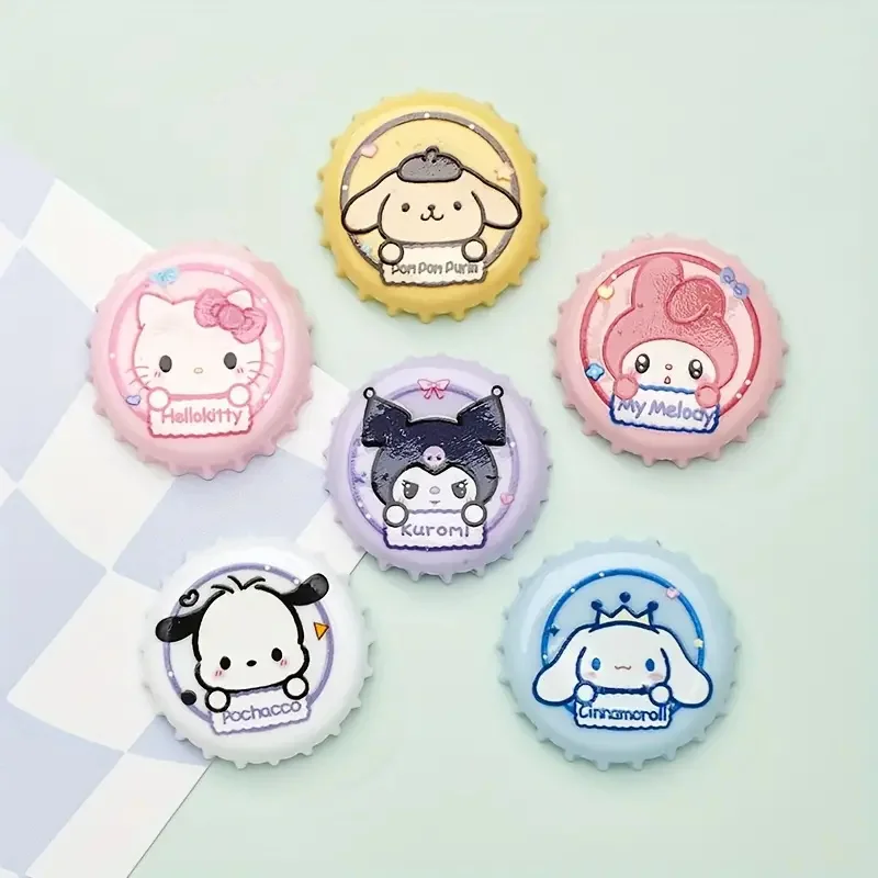 Miniso Sanrio-Inspired 6Pcs Shoe Charm Set Cute Kuromi Cinnamoroll Melody Designs Durable Abs Resin Diy Sandal Customization
