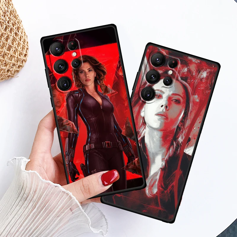 Scarlett Johansson Black Widow For Samsung Galaxy S24 S23 S22 S21 S20 FE S10 S10E Plus Ultra Pro Lite 5G Black Back Phone Case