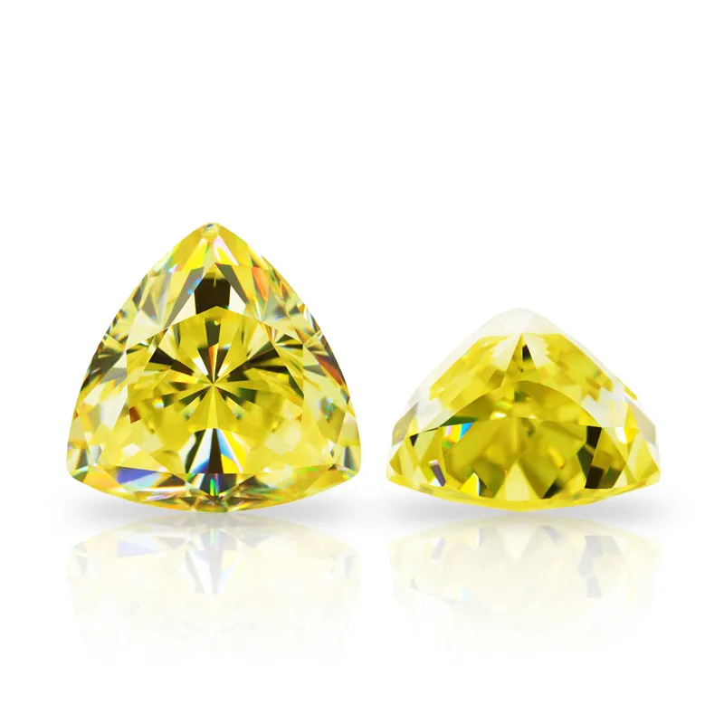 

0.5ct-5ct Rare Trillion Cut Moissanite Loose Stones Lemon Color With Diamonds GRA Certified For Jewelry Ring Make