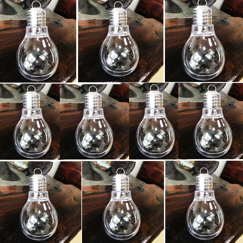 

10 pieces of Bulb-shaped transparent plastic balls ornaments, used for decorating houses or shops, display item for the window