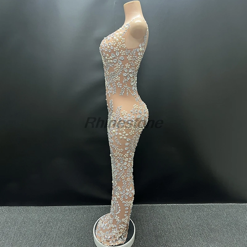 Flowers Bright Diamond Slim Sexy Evening Wear Royal Banquet Bar Nightclub Long Dresses