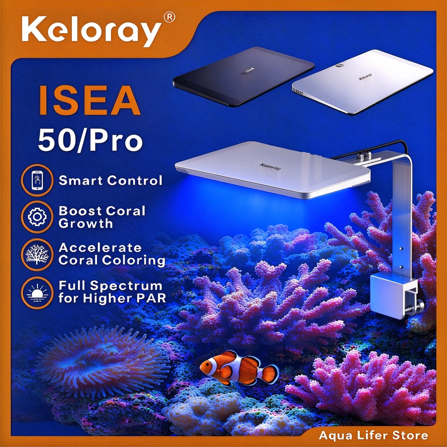 Reef Lighting - Keloray iSEA50/Pro – lampa do akwarium