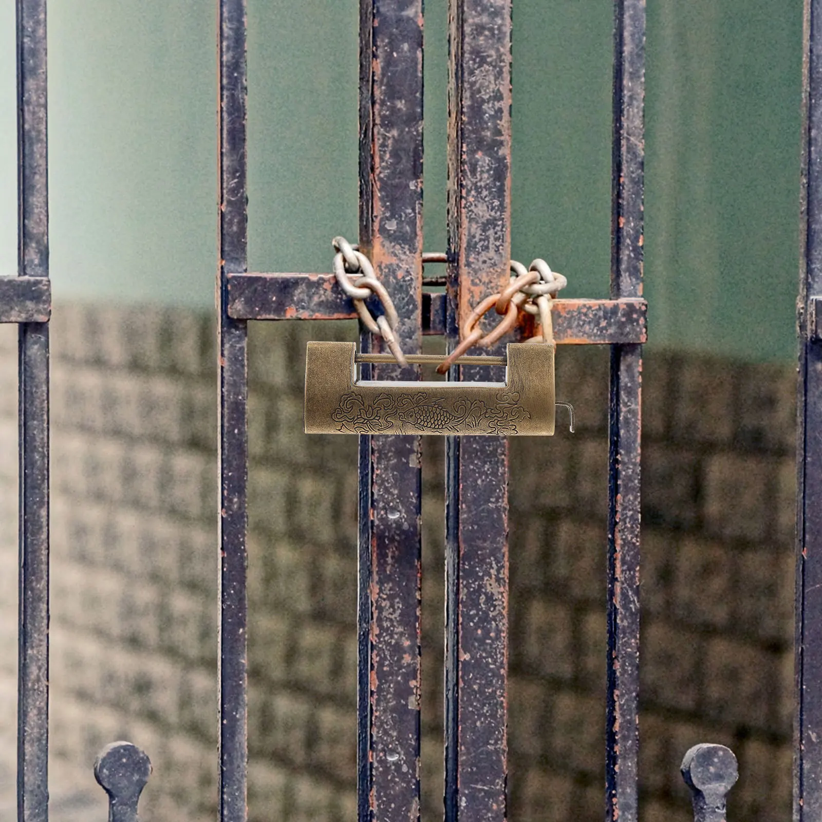 

1Set Retro Copper Engraved Vintage Lock for Wooden Box Jewelry Cabinet Closet Decorative Chinese Traditional Carved