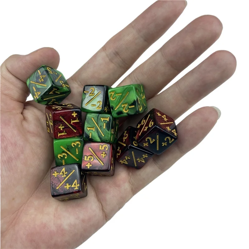 

100/200pcs 16mm 6 Side Counting Dice +1/-1 Dice Green Red Kids Toy For Magic The Gathering Game Counting Counters boardgame toys