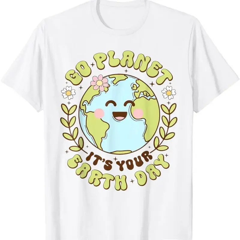 

Go Planet It's Your Earth Day Cute Earth Graphic T Shirt Breathable Short Sleeve Tee