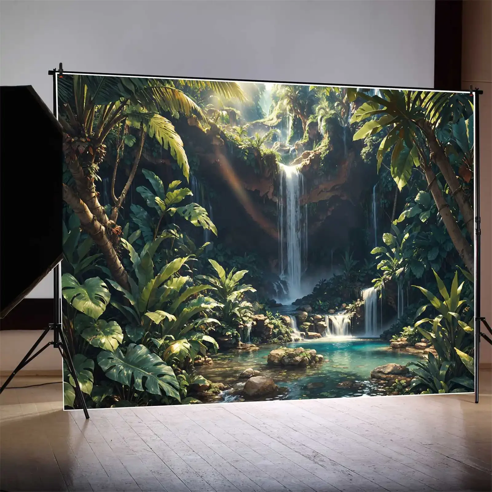 Fondos de fotografía de cascada de verano, decoraciones tropicales personalizadas para cabina de fotos de bebé, accesorios de estudio fotográfico