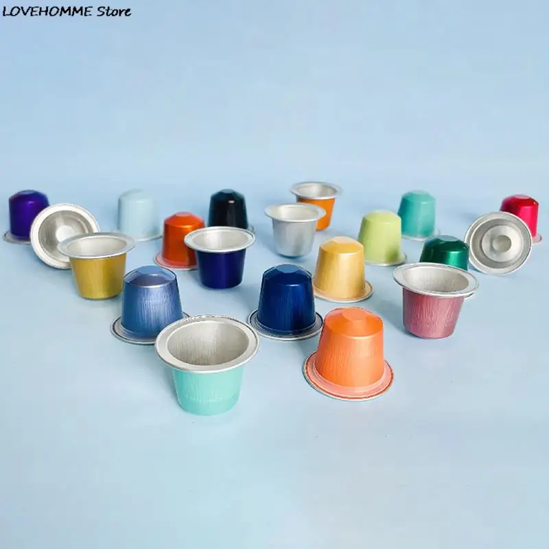 10Pcs/set Reusable Nespresso Coffee Capsules Disposable Nespresso Pods Empty Aluminum Foil Coffee Capsule With Lids Coffeeware