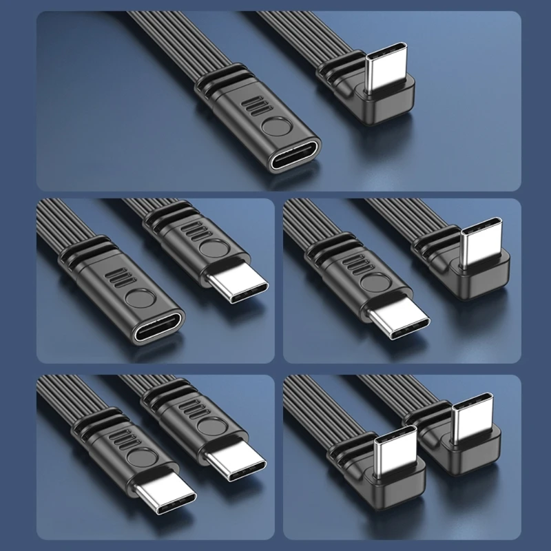 90 Degree USB C Extension Cable Male To Female Type C To Type C 480Mbps 45W Fast Charging Extender Data Cord For Samsung Xiaomi