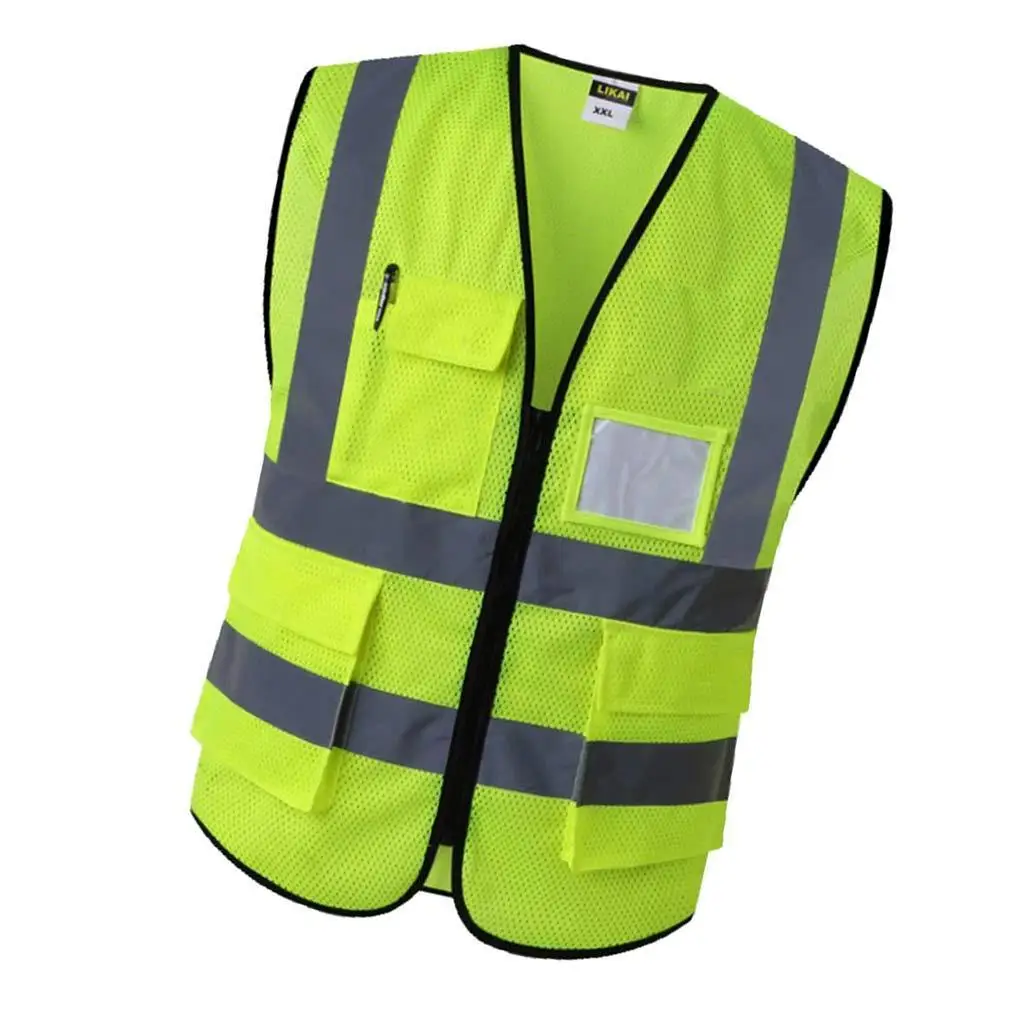 Reusable Fluorescent Reflective Jacket Lightweight Protective Vest for Cleaning Construction and Traffic Safety
