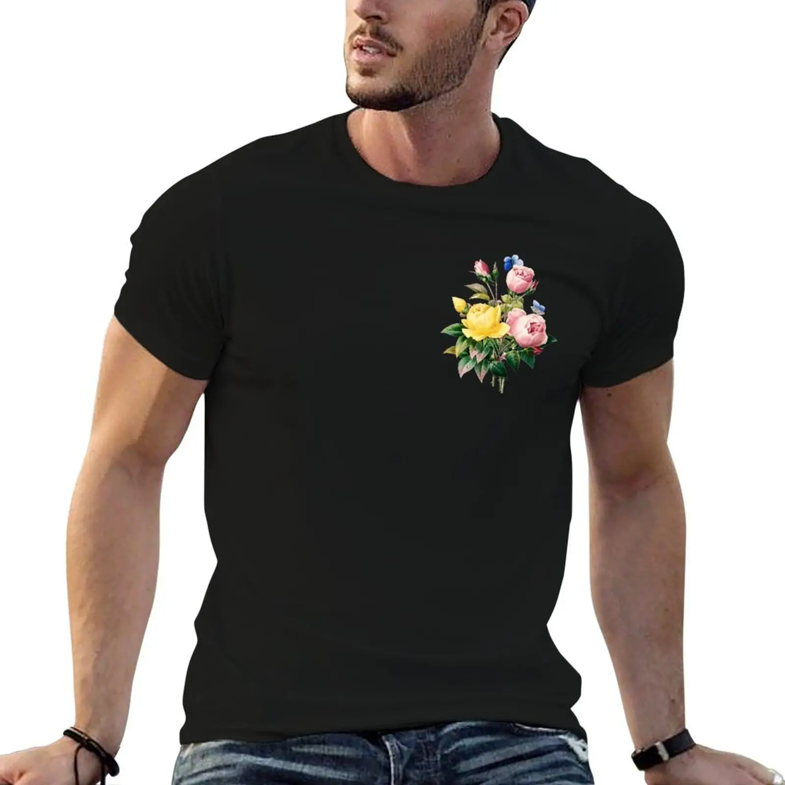 

Yellow Rose and Cabbage Rose T-Shirt t shirts for man graphic tees man graphic t shirt t shirts for man cotton T-shirt