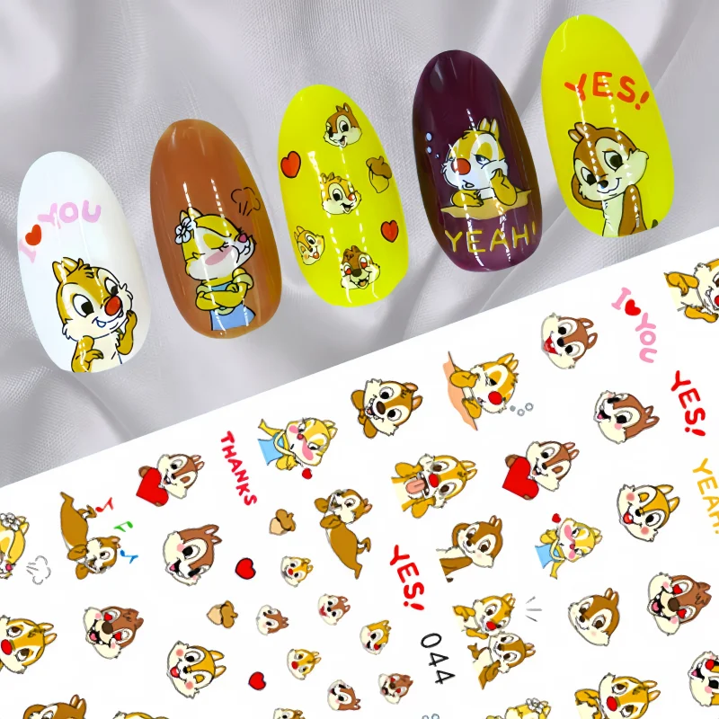 Disney-pegatinas para uñas de Mickey Mouse, blanco y negro, dibujos animados bonitos de Lilo y Stitch, Pato Donald, prensa para uñas