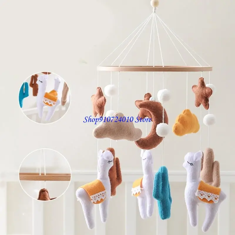 77hd macio feltro alpacas berço móvel carrinho pendurado brinquedo para recém-nascidos estimulação visual sinos suaves